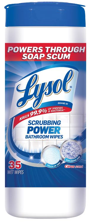 LYSOL® Scrubbing Power Bathroom Wipes - Citrus Scent (Discontinued June 28, 2018)